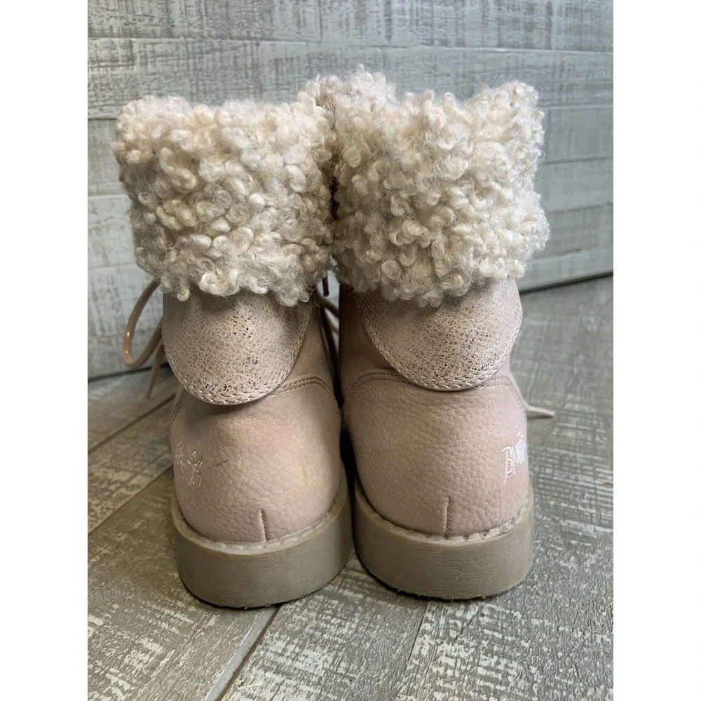 Blowfish Size 3 Kids Girls Light Pink Ankle Boots Faux‎ Fur Lined Side Zip
